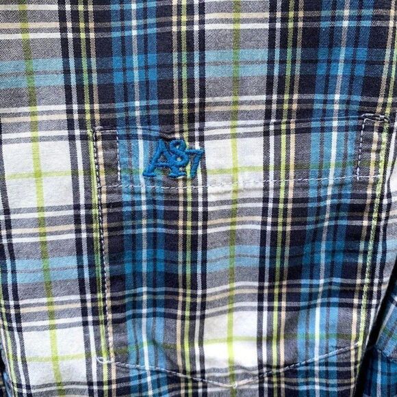 Aeropostale button up plaid checkered stretchy - Picture 2 of 8